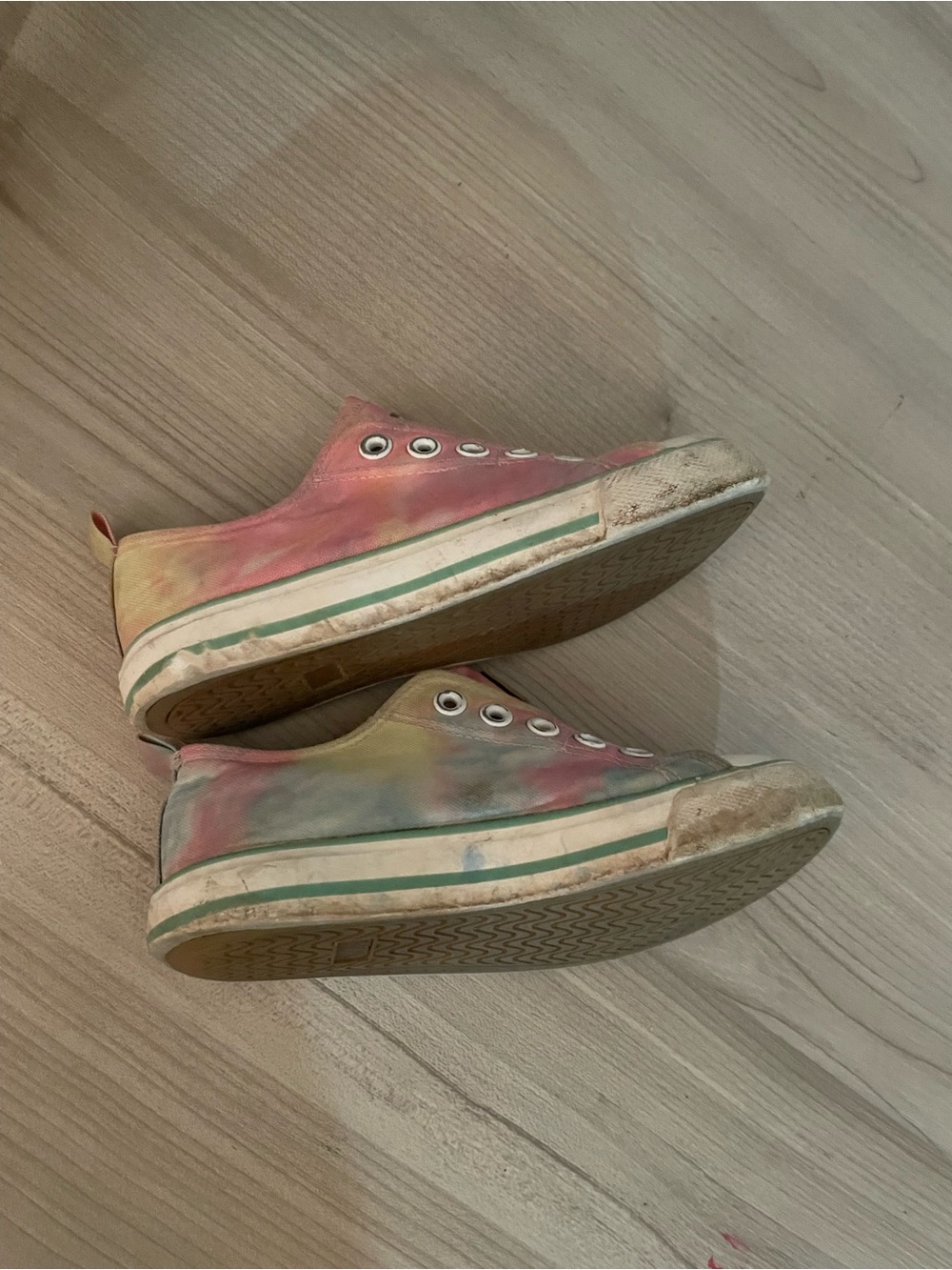 Girls size 13 rainbow pattern slip on shoes